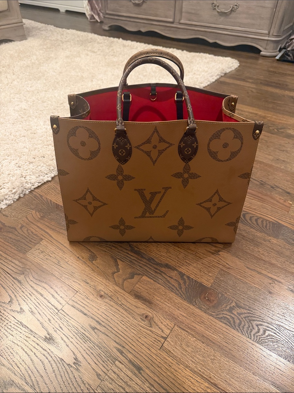 Louis Vuitton Monogram Large Tote with Red Interior